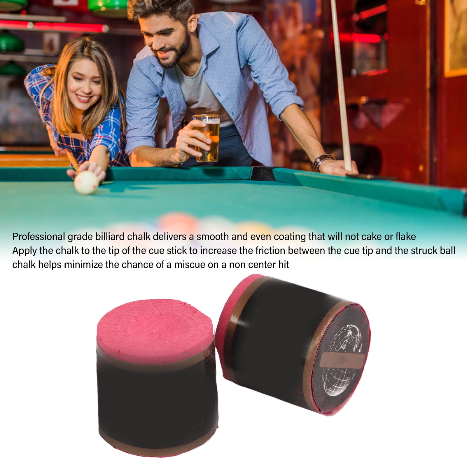 GLOGLOW Craie De Queue De Billard – Lot De 2, Forme Cylindrique, Adhérence Renforcée, Moins De Poussière – Précision Et Contrôle