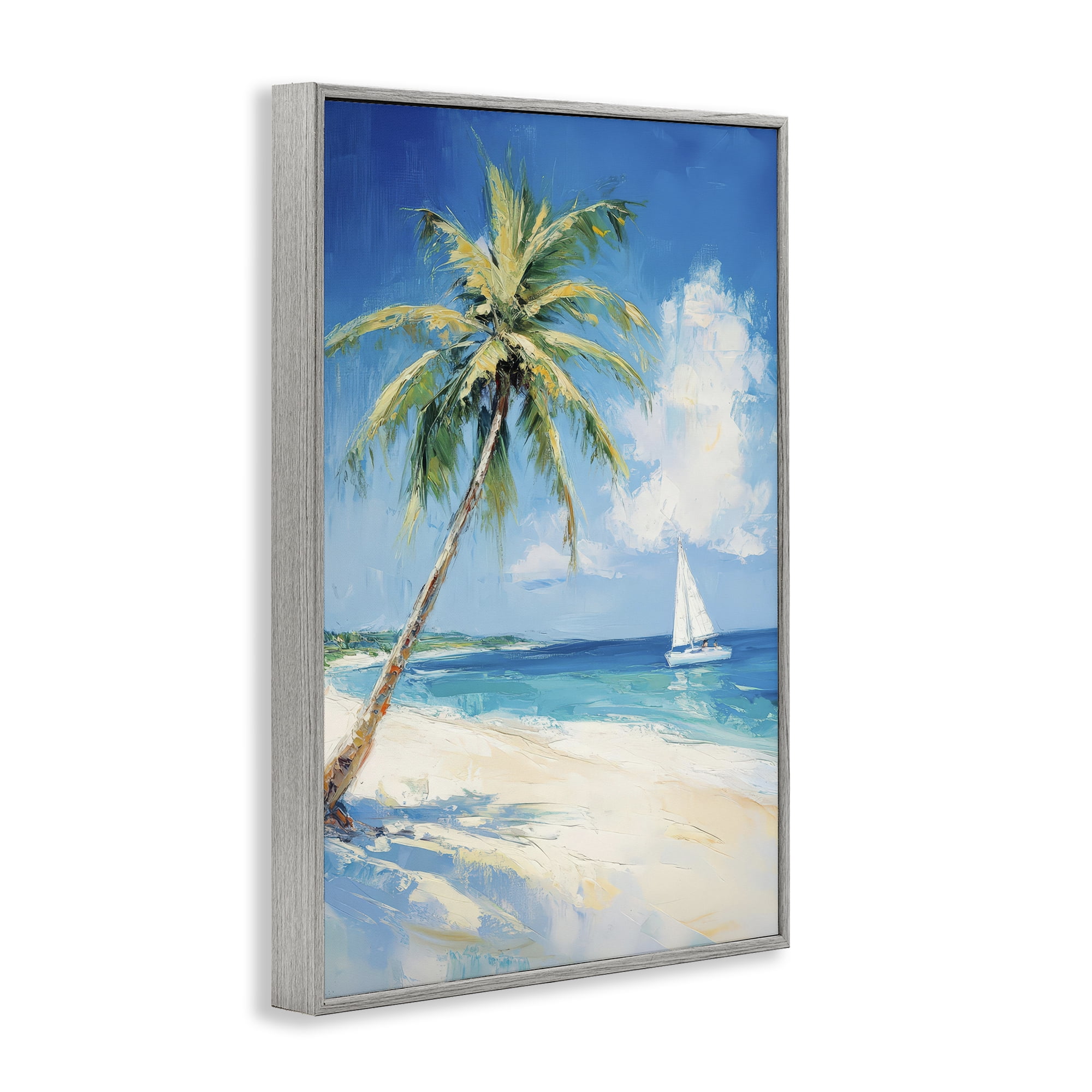 Stupell Industries White Clouds & Sails Gray Framed Giclee Art, design by Petal Prints Design