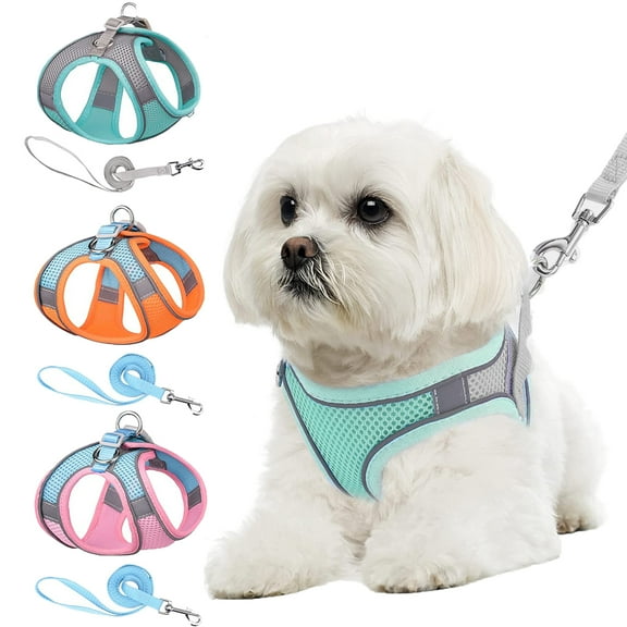 Cat Harness and Leash, Escape Proof Cat Vest Dog Walking Leash and Harness Set, Adjustable Step in Pet Harness, Reflective Breathable Easy Control Vest for Small Large Kitten Dog Outdoor, Green S