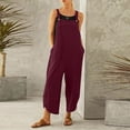 thumbnail image 2 of B91xZ Combinaisons Décontractées pour Femmes une-Pièce Bretelles Réglables Pantalons Chauds Décontractés, Vin L, 2 of 4