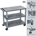 thumbnail image 2 of Luxor 18" x 32" Three Shelf Flat Utility Cart - Gray, 2 of 4