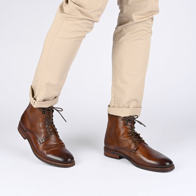 Brown and Black Men\'s Boots Burbank TAUPE. Thomas & Vine Burbank Tru Comfort Foam Plain Toe Lace-up  main image 4