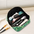 thumbnail image 2 of FORMRS Makeup Bag Travel Cosmetic Organizer for Women Fold Flat Zipper Pouch with Handle, Green Tennis Pattern, 2 of 8