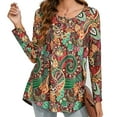 thumbnail image 6 of Womens Henley Tops Plus Size Long Sleeve Casual Floral Blouses, 6 of 8