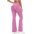 thumbnail image 2 of ABATAB Womens Workout Flare Leggings with Pockets Scrunch High Waisted Pants Gym Yoga No Front Seam Bell Bottom Leggings, 2 of 7
