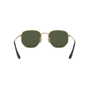 Ray-Ban Hexagonal Flat Lenses Sunglasses, Classic Geometric glasses, Arista Gold/G-15 Green, Size 51