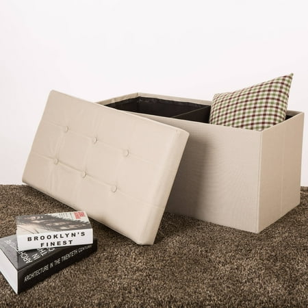 glitz home multi functional linen foldable storage ottoman benc