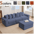thumbnail image 3 of 10 In 1 Convertible Modular Sectional Sofa With Side Pockets Corduroy L Shaped Couch No Assembly Required For Small Spaces Apartments And Living Rooms Blue, 3 of 9