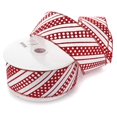 thumbnail image 1 of Ribbon Traditions Red Glitter Dots / Diagonal Stripes Wired Ribbon 2 1/2" by 10 Yards, 1 of 3