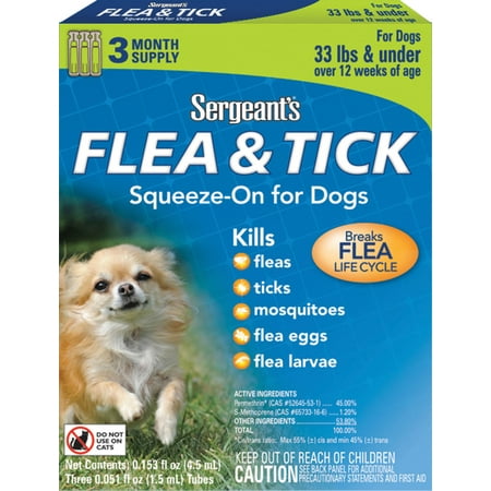 Sergeant's Pet Products P-Sergeants Flea & Tick Squeeze-on For Dog Under 33