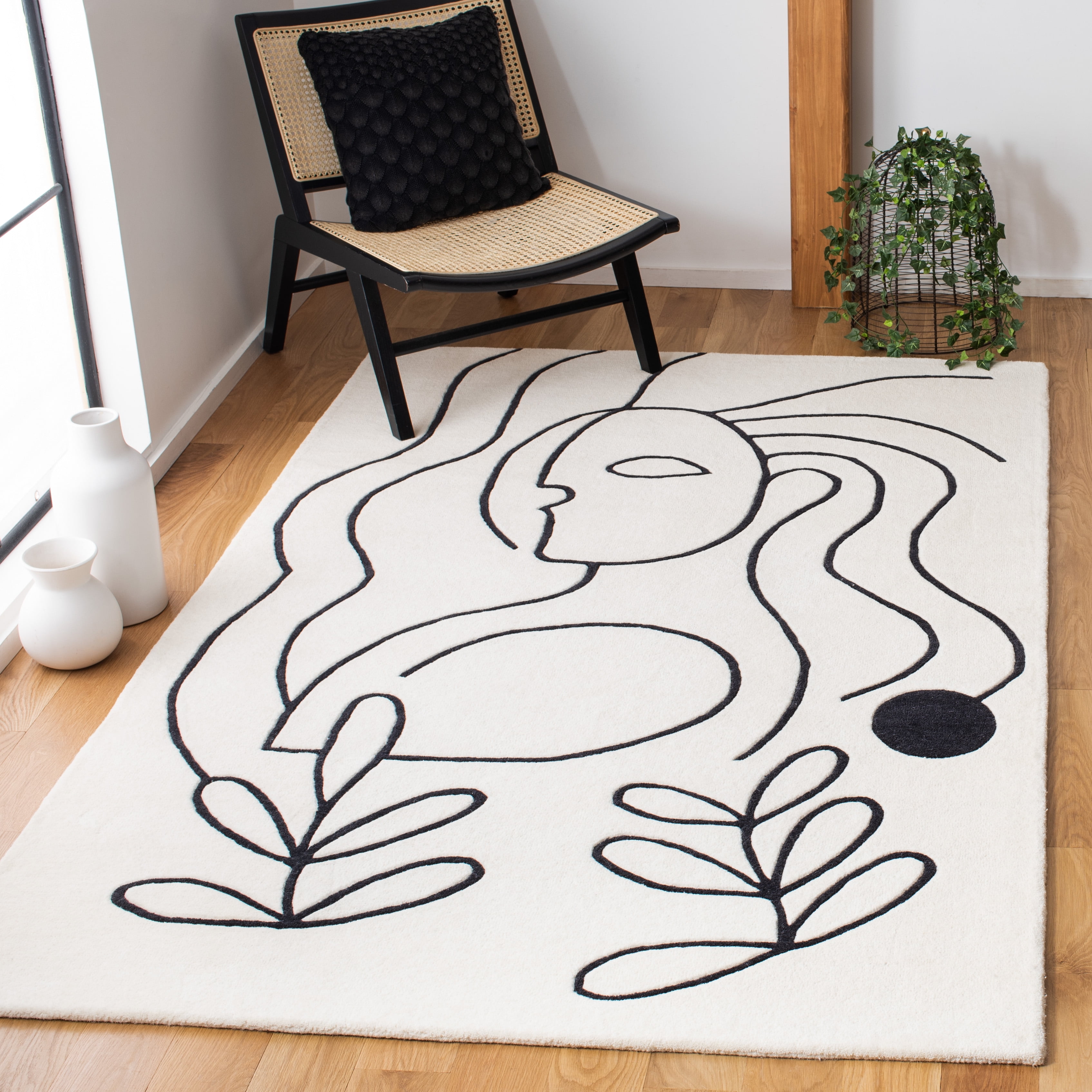 SAFAVIEH Fifth Avenue Dawson Abstract Area Rug, Ivory/Black, 2' x 3'