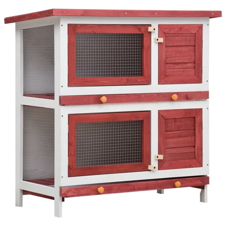 vidaXL Rabbit Hutch Bunny Cage Pet House for Small Animals Solid Pine Wood