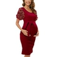 thumbnail image 2 of GXFC Women Maternity Summer Dress Casual Short Sleeve Wrap Midi Dress Casual Bodycon Dress for Pregnancy, 2 of 7