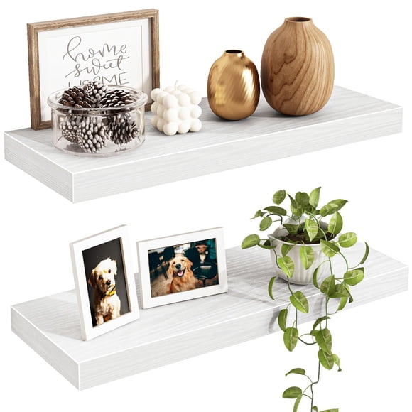Juego de 2 estantes flotantes Fixwal de madera para montar en la pared, 15,7 cm, color blanco