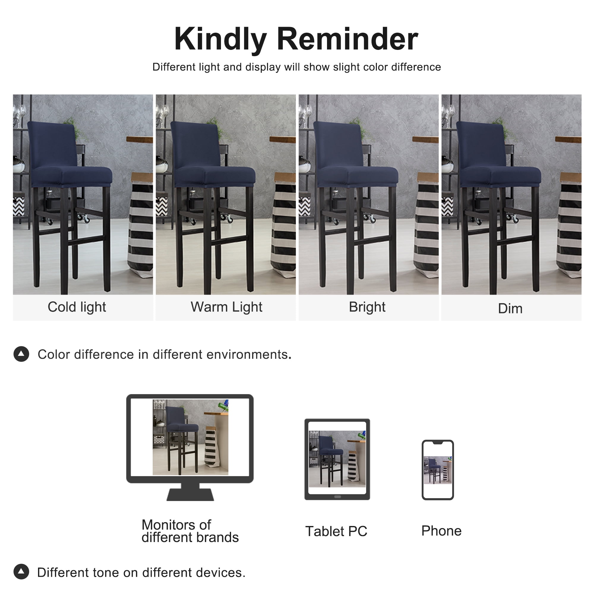 Unique Bargains Bar Stool Covers Counter Height Side Chair Slipcover Dark Blue 4 Pcs
