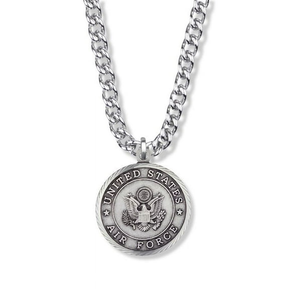 Extel Large Sterling Silver U.S. Air Force Medal Pendant with St. Michael on Back for Men with 24" chain