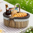 thumbnail image 5 of karymi Wicker Woven Basket Hand Woven Wicker Storage Basket with Handle and Linen Cloth Lining Versatile Bread and Fruit Versatile Organizer for Home Party and Picnic Holiday Gifts, 5 of 6