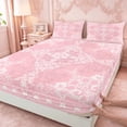 thumbnail image 2 of Erosebridal Pink Damask Flower Full Size Sheets,Boho Exotic Damask Bed Sheets For Adult 4-Piece, 2 of 6