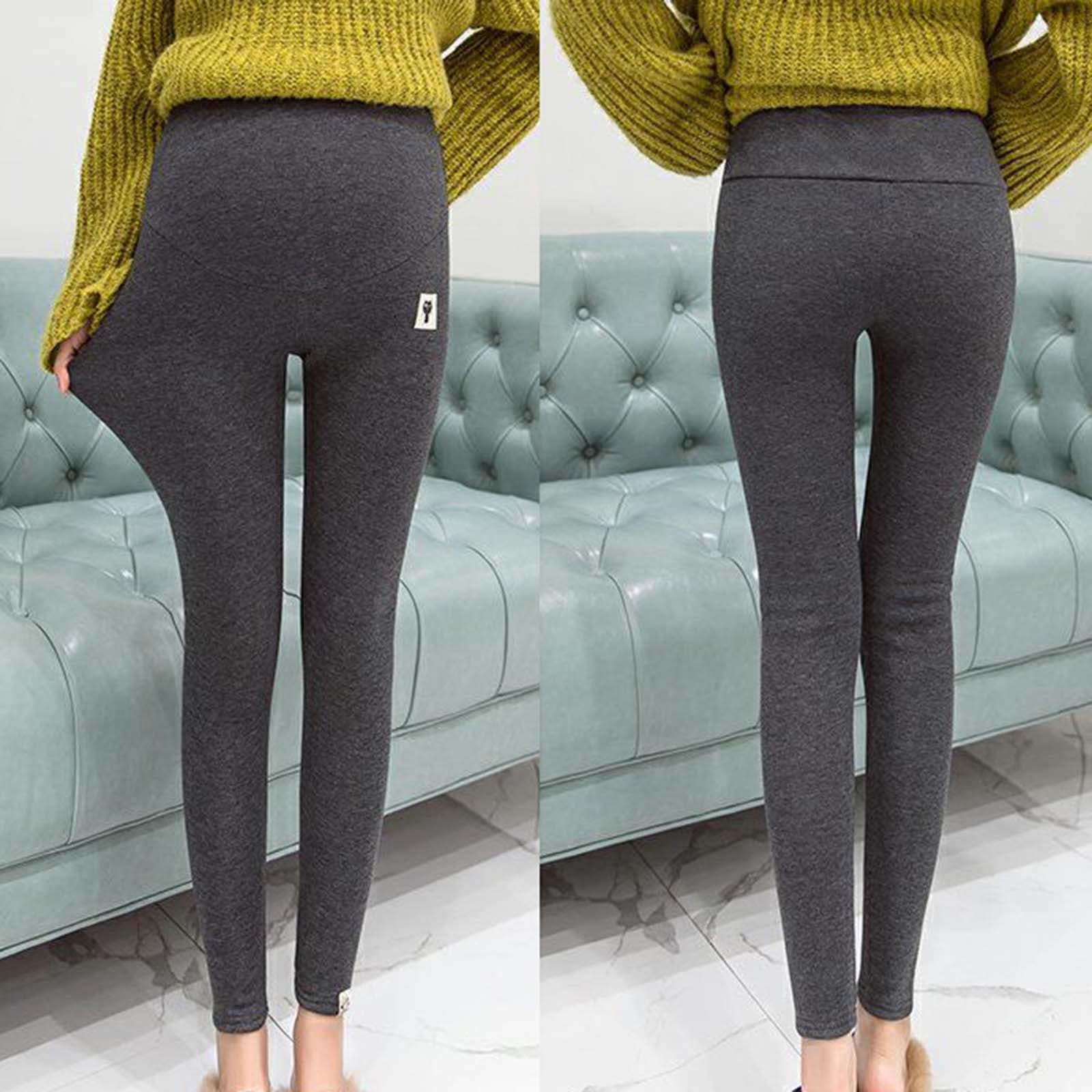 V VOCNI Maternity Fleece Lined Leggings with Pockets Over