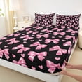thumbnail image 3 of jejeloiu Cartoon Bowknot Loves Bed Sheets,Pink Kawaii Bow King Sheets For Girl 4pcs, 3 of 7