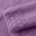thumbnail image 6 of Women's V Neck Sweater, Fluffy Soft Velvet Touch Pullover, Embossed Design Knit Top, Long Sleeve Casual Pullover, Solid Color Fall Winter Top, Everyday Wear Sweater Purple L, 6 of 7