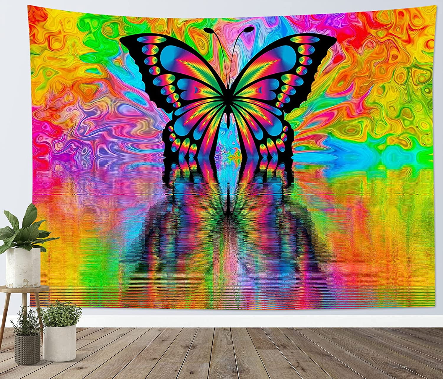 Psychedelic Butterfly Tapestry Wall Hanging Colorful Butterfly Wall