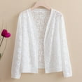 thumbnail image 2 of LIZUOJUN Women’s Long Sleeve Lace Open Front Cardigan Elegant Paisley Lace Lightweight Sheer Nylon Cover Up for Spring and Summer White XL, 2 of 3