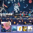 thumbnail image 4 of KAINSY Outer Space Birthday Table Cloths Covers Spaceship Galaxy Party Plastic Disposable Rocket UFO Planets Tablecloths Waterproof 54 x 108inch 3pcs, 4 of 7