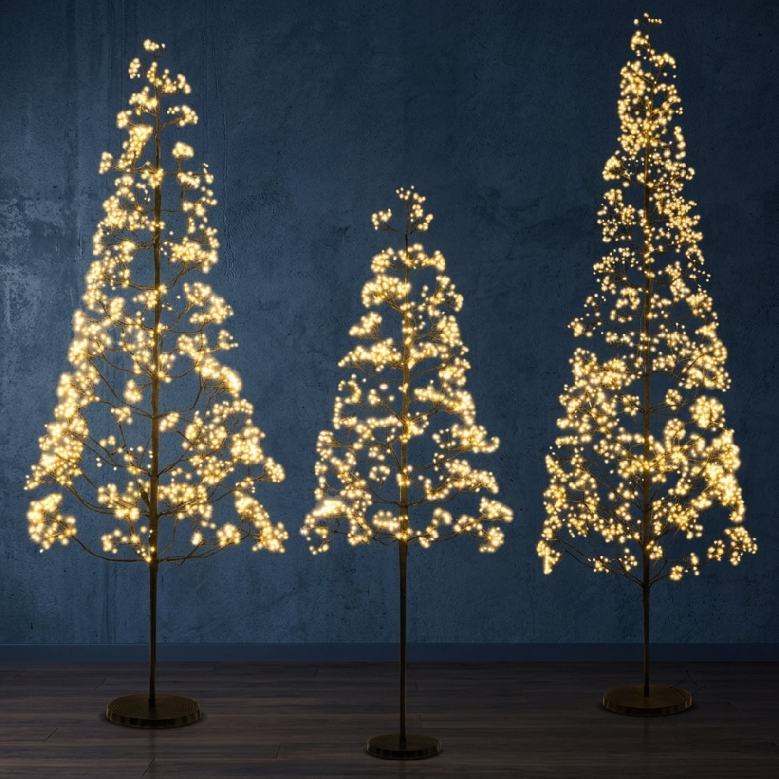 RUIE 5 ft Lighted Alpine Christmas Tree, Pre-Lit Slim Black Cedar Tree with 1000 LED Lights and Weighted Base for Entryway