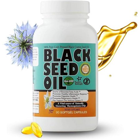 30 days Thymoquinone Pure Turkish Black Seed Oil - Antioxidant non gmo Cold Pressed gel Capsules - Kalonji Cumin Seed Oil softgel - Nigella Sativa – 90 Blackseed TQ Caps Sweet Sunnah