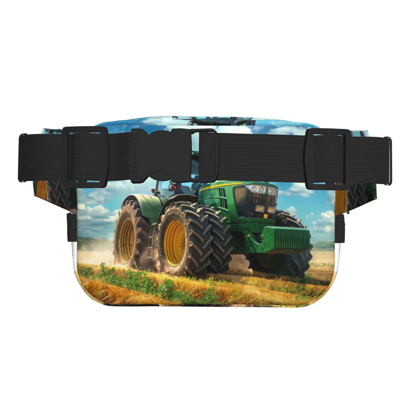 Hirioo Green Tractor Field for Double Layer Waist Bag Adjustable Fanny Pack For Travel Running Hiking