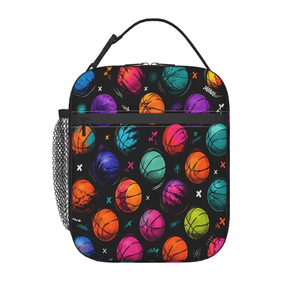 Sports Basketball Lunch Bag Reusable Thermal Lunch Tote with Handle for Women and Men