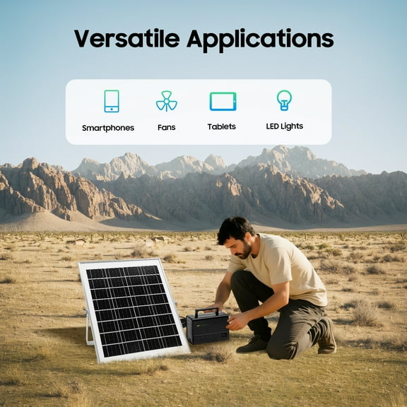 Modern Solar Inverter Power Generator Solar Generator with Bulbs&Solar Panel for Camping, Residential