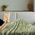 thumbnail image 3 of Floral Soft Flannel Fleece Throw Blanket, High Detail and Fluffy Yellow Dahlias, Cozy Plush for Indoor and Outdoor Use, 50" x 60", Pale Blue Yellow, by Ambesonne, 3 of 5
