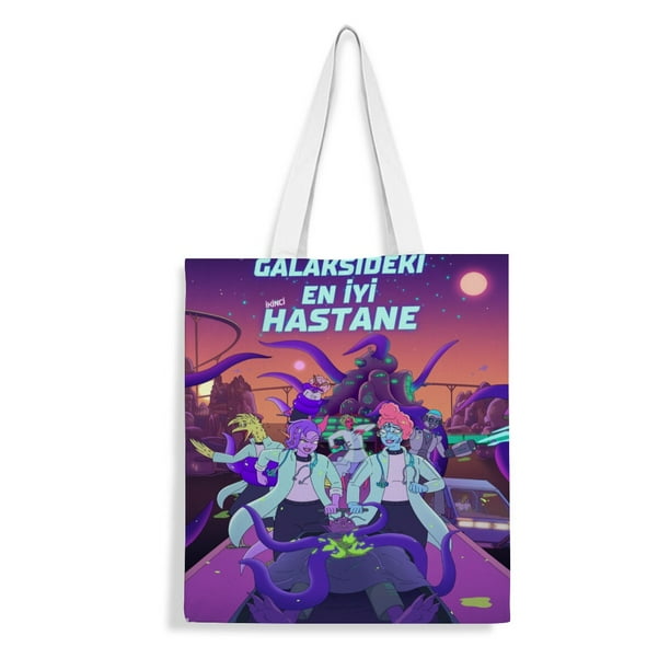 El Segundo Mejor Hospital en la Galaxia Bolso de tela con estampado de lienzo para mujer, bolsa de compras reutilizable y estética, con cremallera interior, regalo para mujer, 35 × 40 cm.
