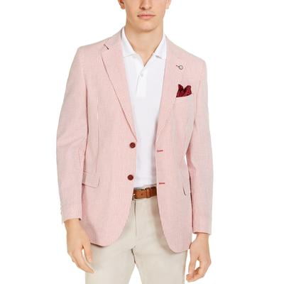 Nautica Mens Modern fit Seersucker Sport Coat Blazer 44 L Red Solid