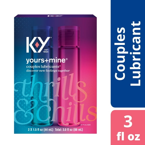 K-Y Yours + Mine Lubrifiant, Lubrifiant Personnel, Formule à Base de Glycérine (him), Formule à Base d'Eau (her), Sûr à Utiliser avec des Jouets, pour Hommes, Femmes et Couples, 3 fl oz (2 x 1.5 FL OZ)
