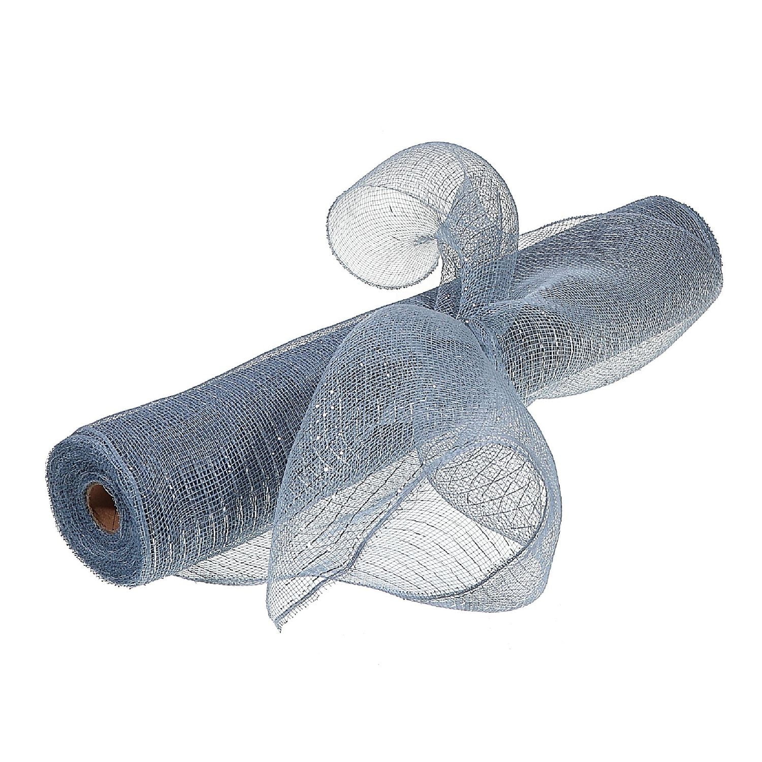 Mesh Ribbon (Silver With Silver Stripes) (21"X10Y)