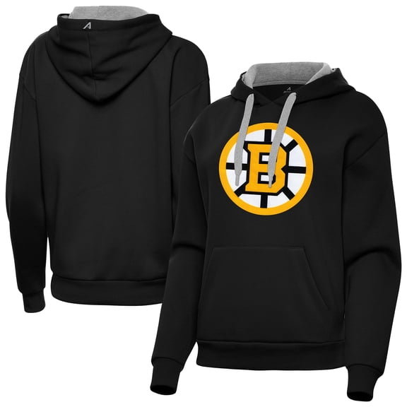 Women's Antigua Black Boston Bruins Victory Pullover Hoodie