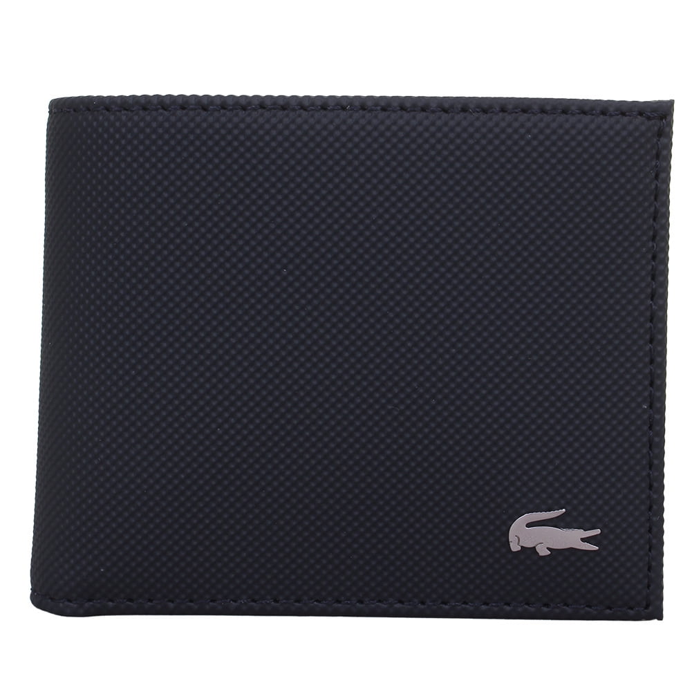 Men's Lacoste Slim Leather Credit Card Holder ID Slot Tricolor Accents NH2099ED 