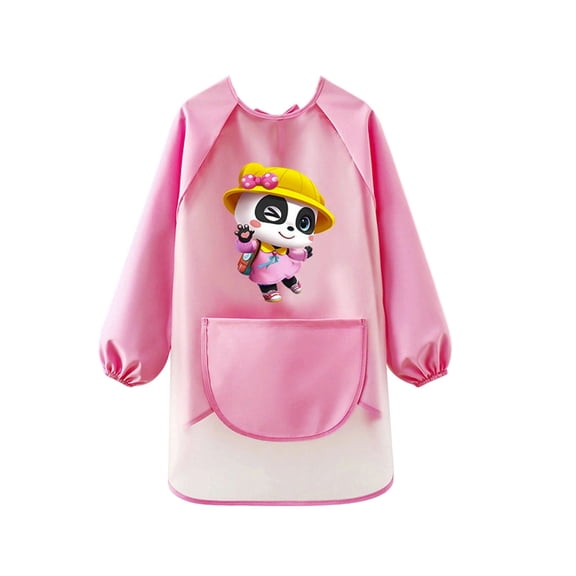 Kiijoy Kids Art Smock Cute Graphic Waterproof Long Sleeve Painting Apron, Sizes 5-8