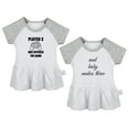 thumbnail image 1 of Pack of 2, Player 3 Has Entered The Game & And Baby Makes Three Funny Dresses For Baby, Newborn Babies Skirts, Infant Princess Dress, Toddler Frocks (Gray Raglan Dresses, 0-6 Months), 1 of 5