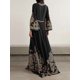 thumbnail image 2 of Saudi Dubai Muslim Women Vintage Printed Elegant Evening Robe Flared Sleeves Split-front Banquet Maxi Dresses, 2 of 5