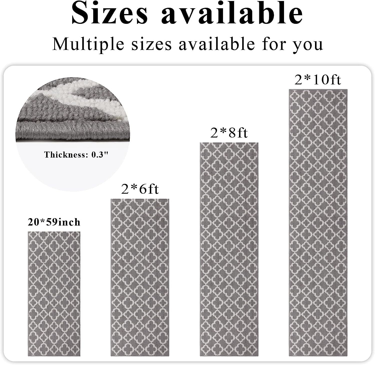 Yamaziot 2'x10' Runners Rug for Long Hallways, Runners Rugs for Floor Mat, Non Slip Washable Gray Runner Rug Carpet