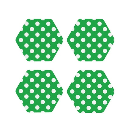 

Vsdgher Green And White Polka Dot Leather Coasters for Drinks Durable Drink Coasters 4 Set for Tabletop Protection Luxurious Home Décor and Housewarming Gift-Hexagon