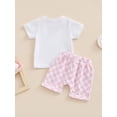thumbnail image 4 of Faithtur Ensemble d'Été 2 Pcs pour Bébé, T-Shirt à Manches Courtes avec Poche + Short à Damier, 4 of 9