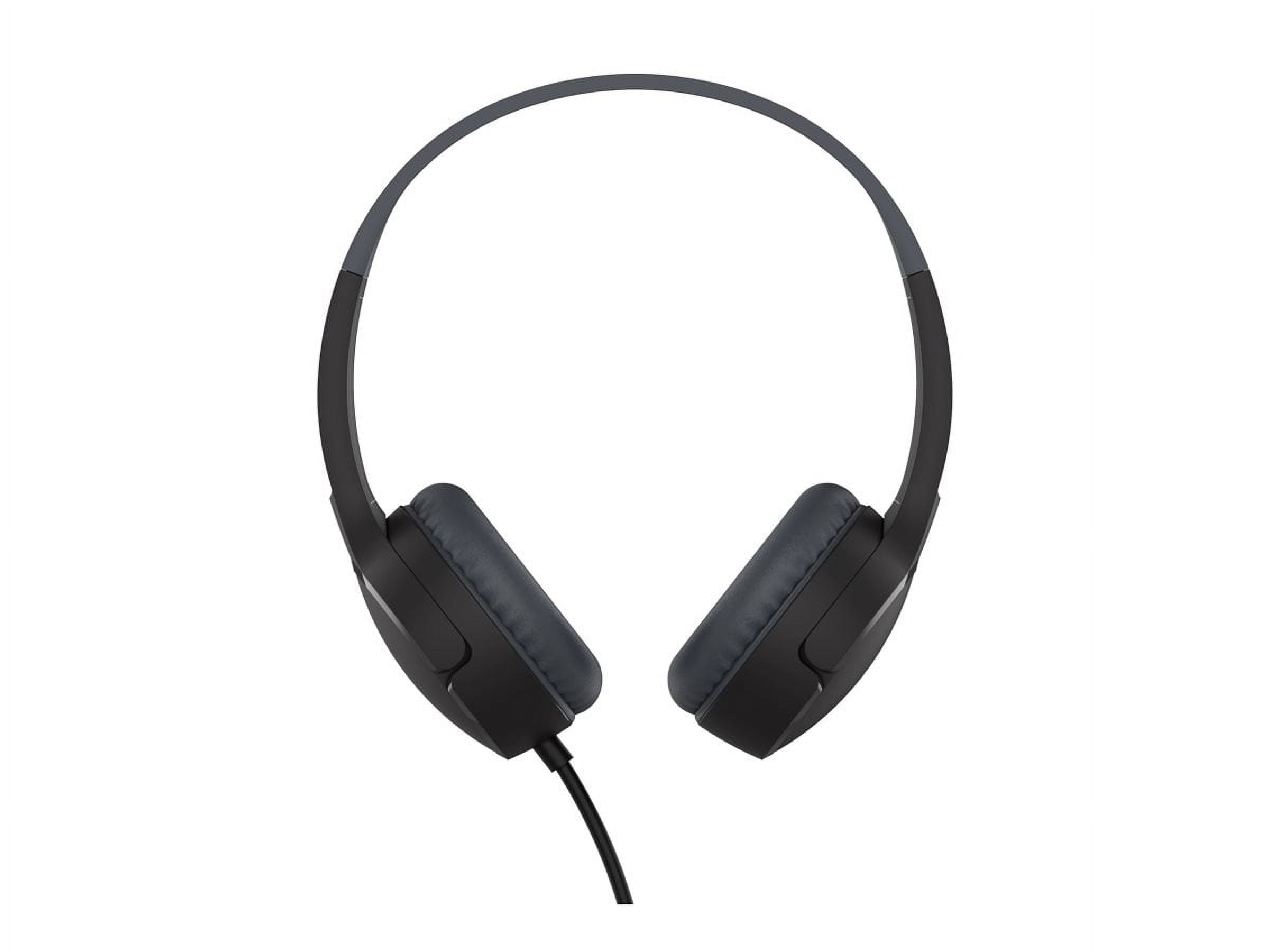 Belkin SoundForm Mini Kids Wired Headphones – Built-in Mic, 85dB Safe Volume, Fun Stickers, Ideal for Online Learning, Works with iPhone 15, iPad, Galaxy, Nintendo Switch 2 & more – Black