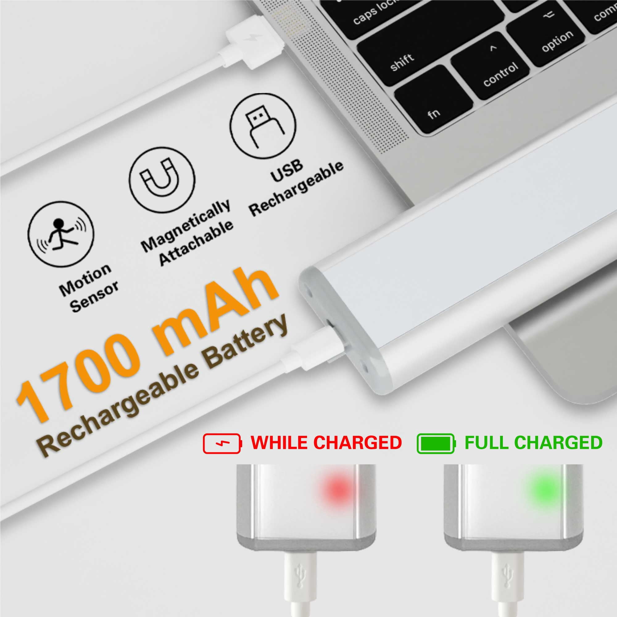 LEPOTEC Motion Sensor Cabinet Light,Under Counter Closet Lighting, Wireless Rechargeable Kitchen Night Lights,18LED 3 Pack Light for Wardrobe,Closets,Cabinet,Cupboard,Hallway