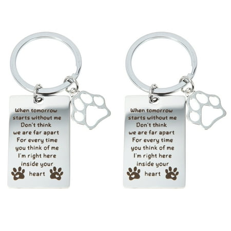 NUOLUX 2pcs Pet Memorial Key Ring Dog Remembrance Key Pendant Pet Sympathy Gifts