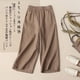 thumbnail image 1 of Pantalones anchos recortados de algodón y lino para mujer, de verano, finos, estilo coreano, sueltos, adelgazantes, nuevos pantalones casuales rectos de cintura alta de talla grande, 1 of 6